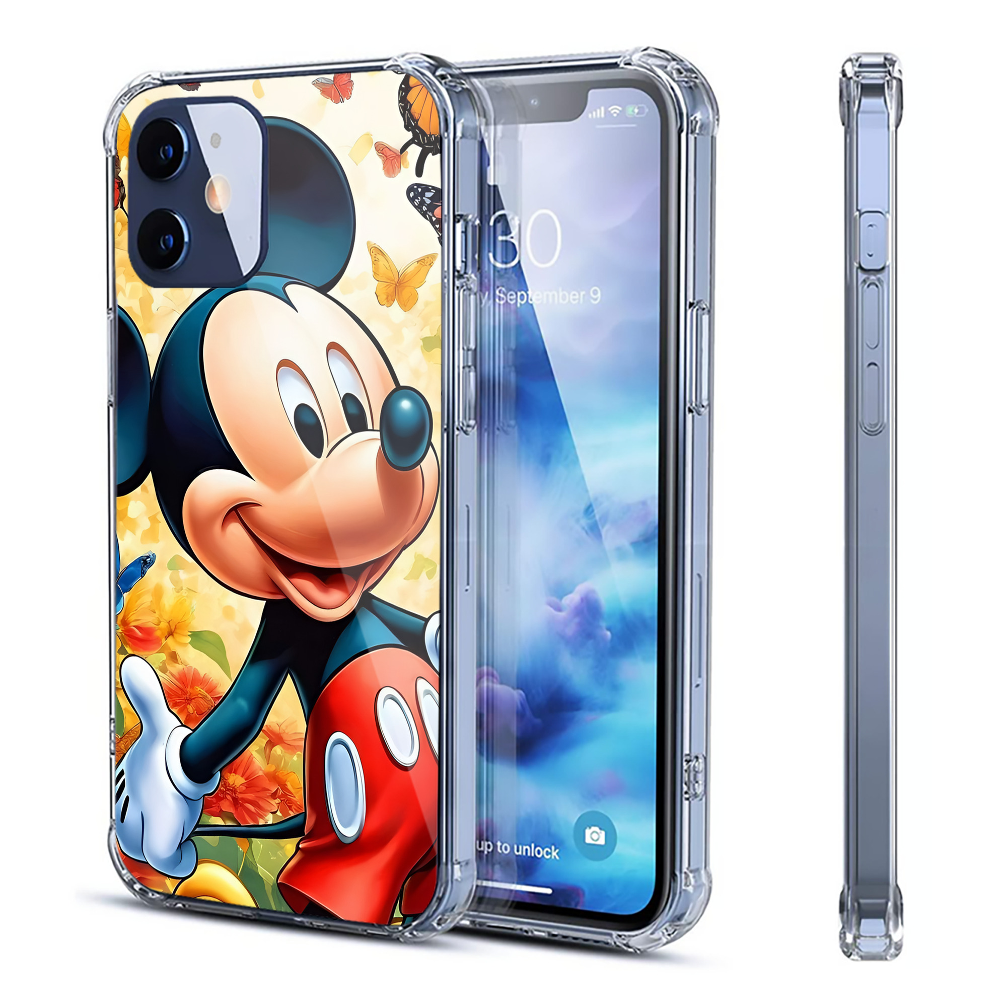 （画像用） ミッキーマウス Mickey Mouse 【iPhone 12シリーズ対応】透明スマホケース（クリアソフトケース）